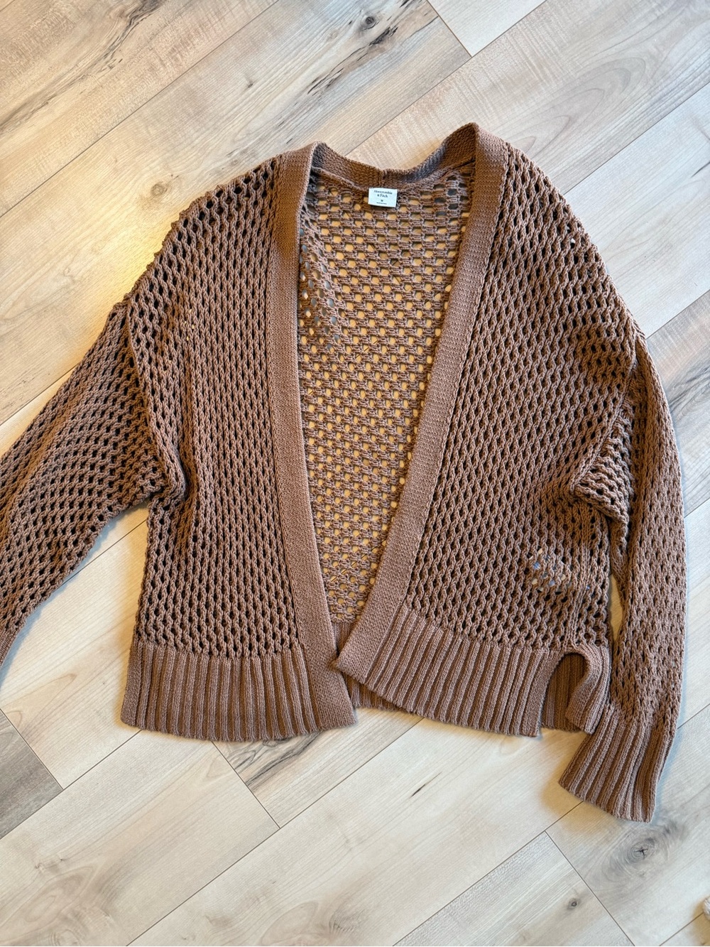 Abercrombie & Fitch Open Knit Cardigan in Brown Size Medium Like New